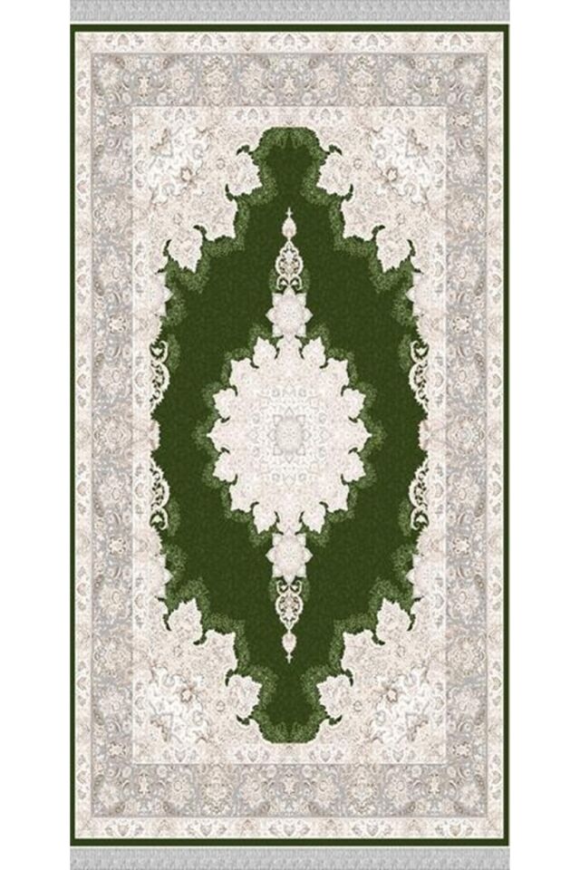 Decoser 2006 Klasik Desen Yeşil Kaymaz Pamuk Tabanlı Yıkanabilir Halı Kilim