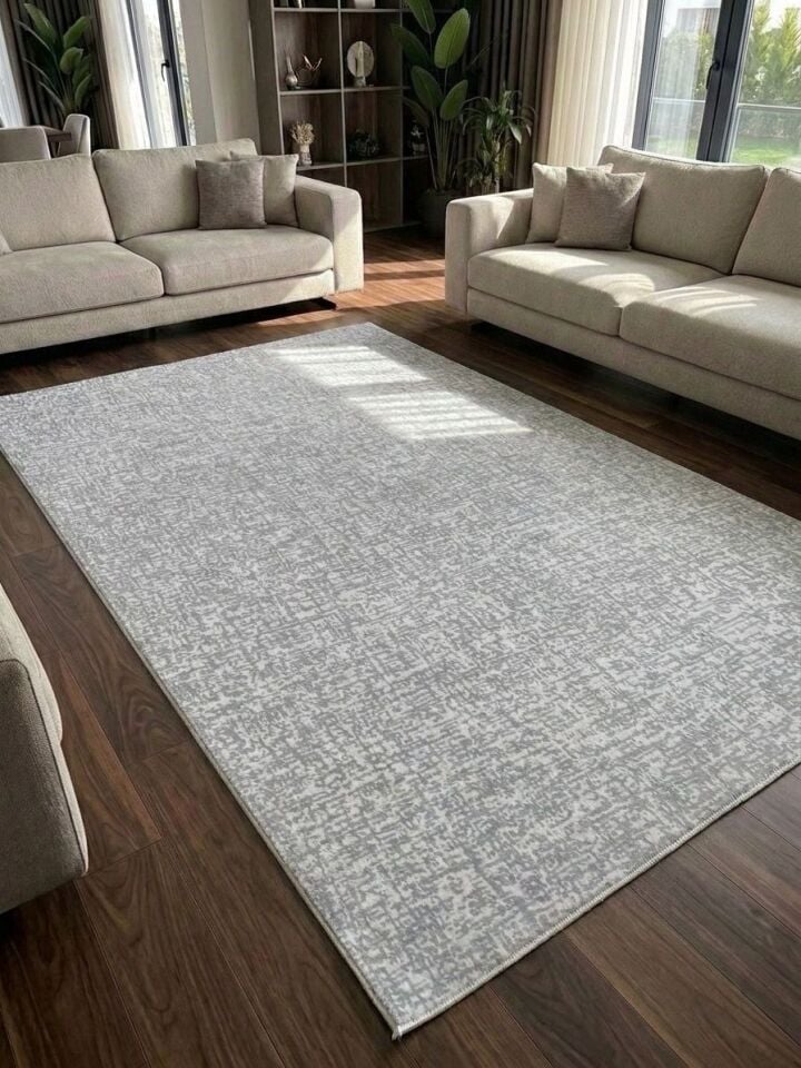 Düz Desen Gri Yıkanabilir Kaymaz Taban Kesme Halı Yolluk 120 x 850 - GRİ