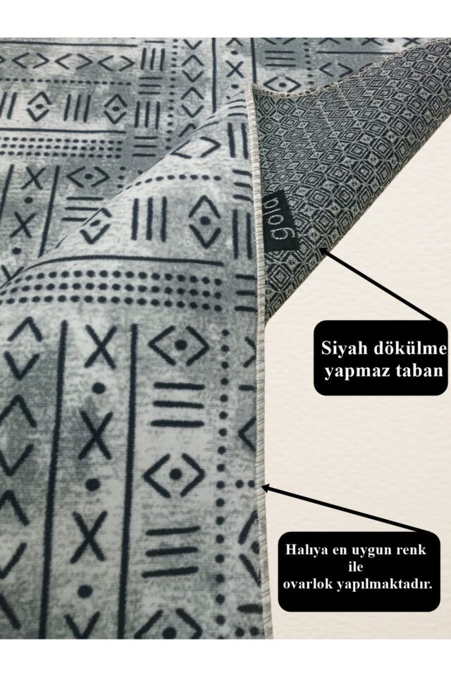 Kahve Gri Kaymaz Taban Yıkanabilir Kesme Yolluk Salon Mutfak Oturma Odası Halı Gri̇ - 100 X 360