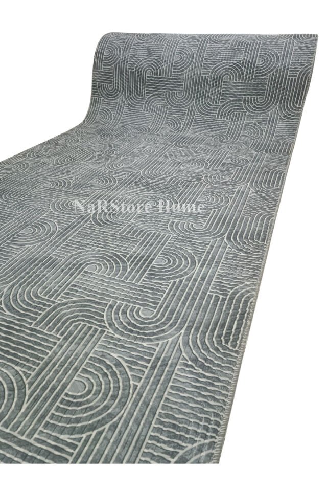 KAYMAZ TABAN SMART DİAMOND GRİ KABARTMALI  YIKANABİLİR KESME YOLLUK HALI 60 x 250