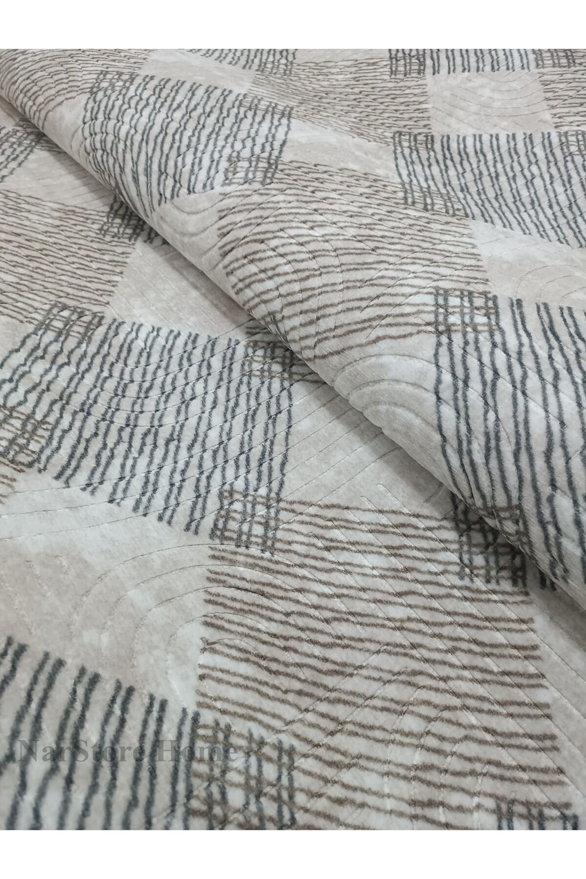 Krem Kahverengi Saçaklı Modern Kaymaz Taban Yıkanabilir Kesme Yolluk Halı 80 x 750 - BEJ