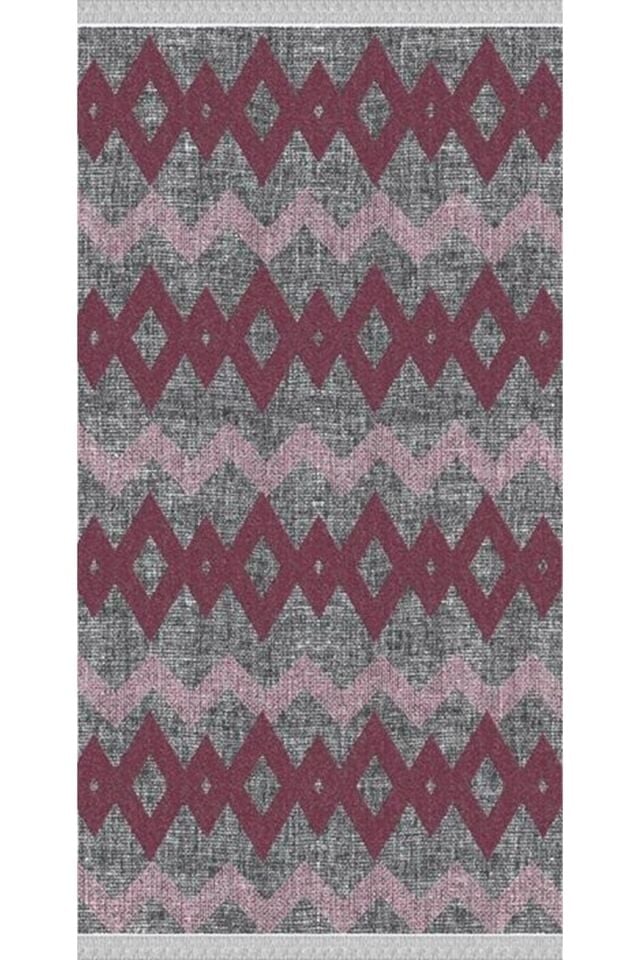 Decoser 2050 Pembe Mor Renk Pamuk Tabanlı Kaymaz Yıkanabilir Halı Kilim