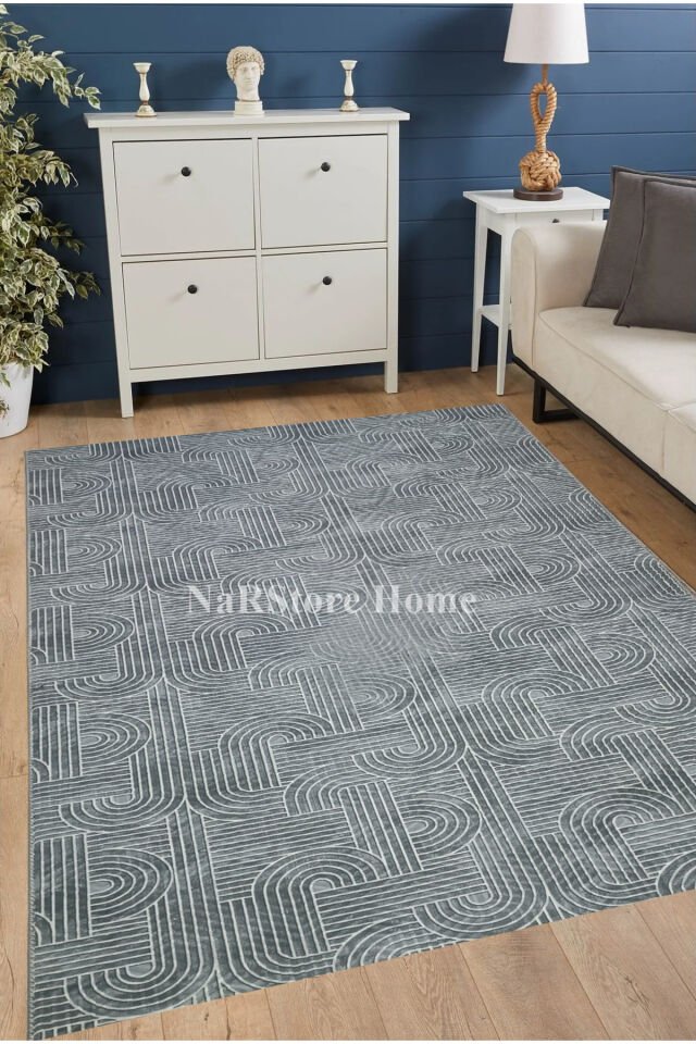 KAYMAZ TABAN SMART DİAMOND GRİ KABARTMALI  YIKANABİLİR KESME YOLLUK HALI 100 x 380