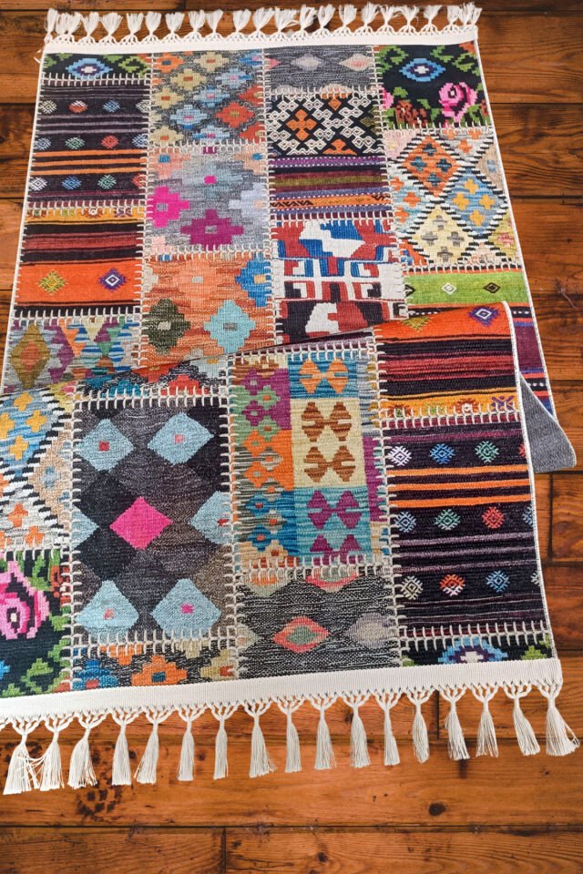 DECOSER DELÜX 4015 RENKLİ PATCHWORK MULTİ PAMUK YIKANABİLİR KİLİM