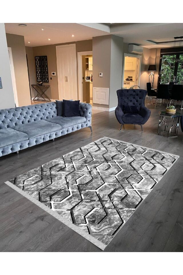 Decoser Nova 4073 Gri Renk Kaymaz Yıkanabilir Kilim