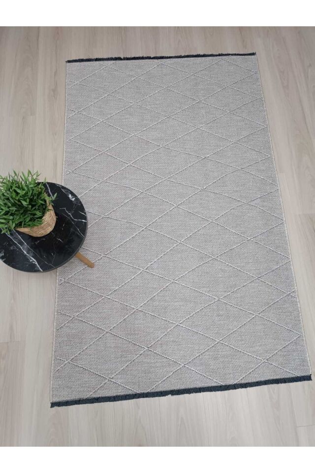 Dekoratif Halı Dokuma Halı Şönil Halı Düz Gri Gri Vizon - 80 X 300