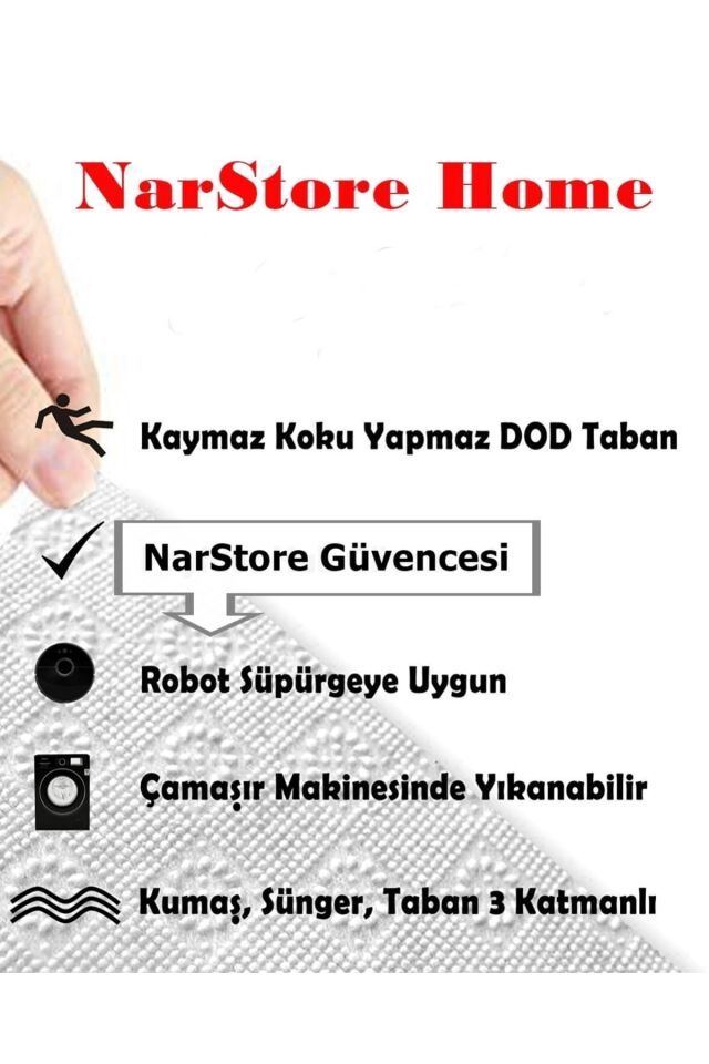 Kahve Gri Kaymaz Taban Yıkanabilir Kesme Yolluk Salon Mutfak Oturma Odası Halı Mavi̇ - 120 X 550