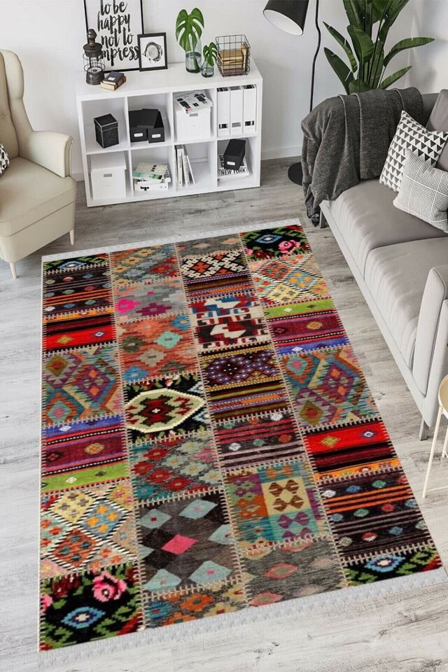 Decoser Nova 4015 Renkli Otantik Pamuk Tabanlı Kilim