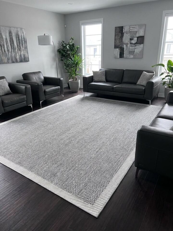 Sisal Jüt Hasır Bordürlü Model Yıkanabilir Dokuma Toz Vermez Halı GRİ - 80 x 150