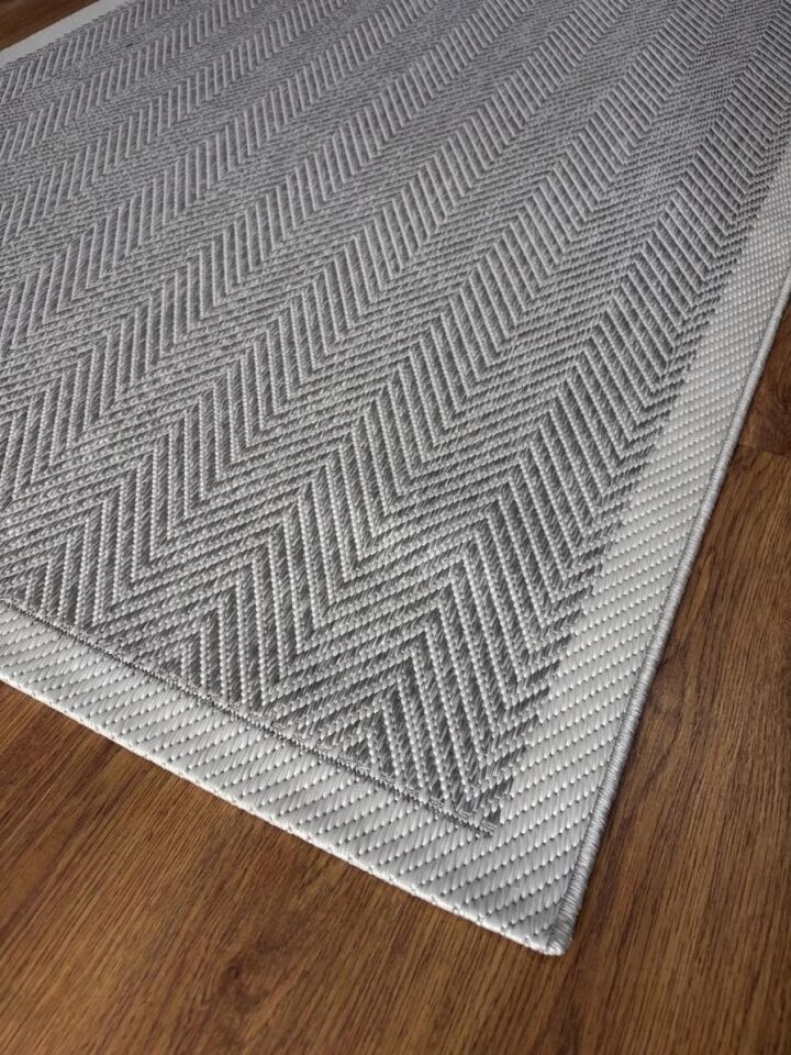 Sisal Jüt Hasır Bordürlü Model Yıkanabilir Dokuma Toz Vermez Halı GRİ - 120 x 180