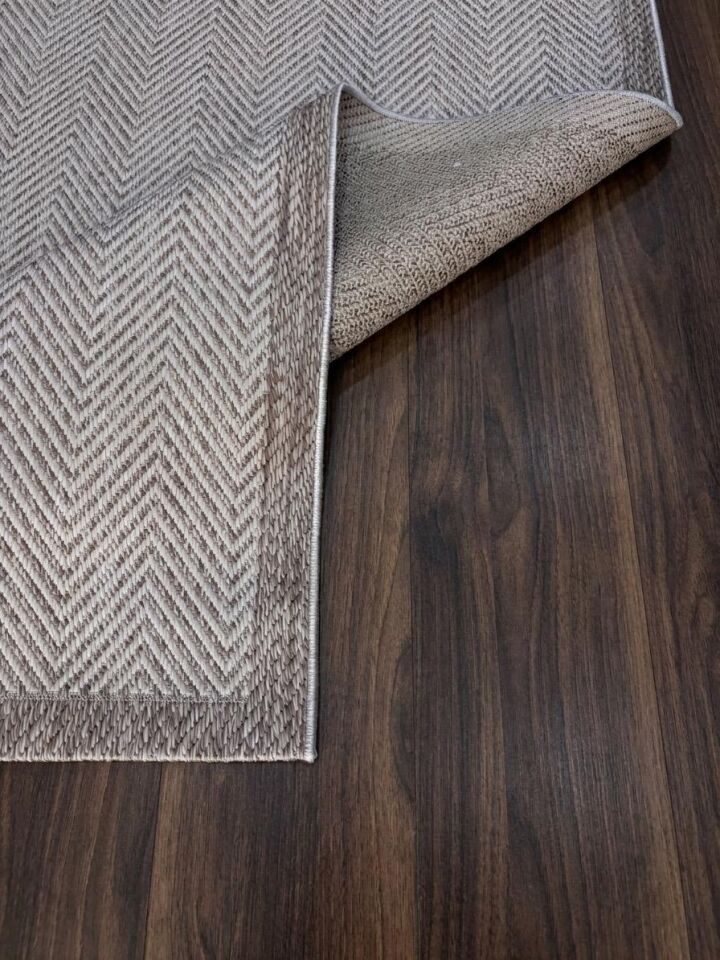 Sisal Jüt Hasır Bordürlü Model Yıkanabilir Dokuma Toz Vermez Halı 80 x 300 - Kahve-Krem