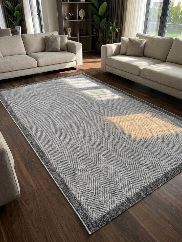 Sisal Jüt Hasır Bordürlü Model Yıkanabilir Dokuma Toz Vermez Halı 80 x 300 - ANTRASİT