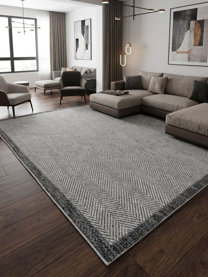 Sisal Jüt Hasır Bordürlü Model Yıkanabilir Dokuma Toz Vermez Halı ANTRASİT - 120 x 180