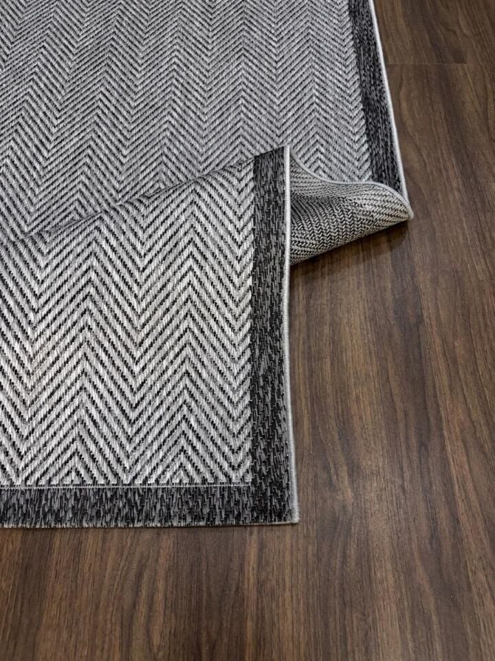 Sisal Jüt Hasır Bordürlü Model Yıkanabilir Dokuma Toz Vermez Halı ANTRASİT - 120 x 180