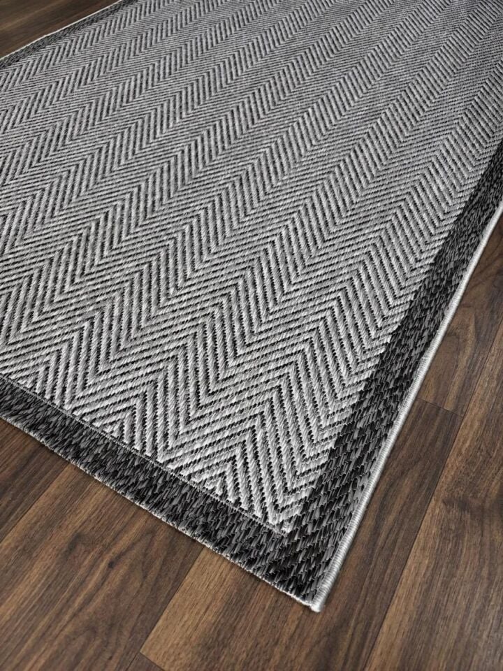 Sisal Jüt Hasır Bordürlü Model Yıkanabilir Dokuma Toz Vermez Halı ANTRASİT - 120 x 180
