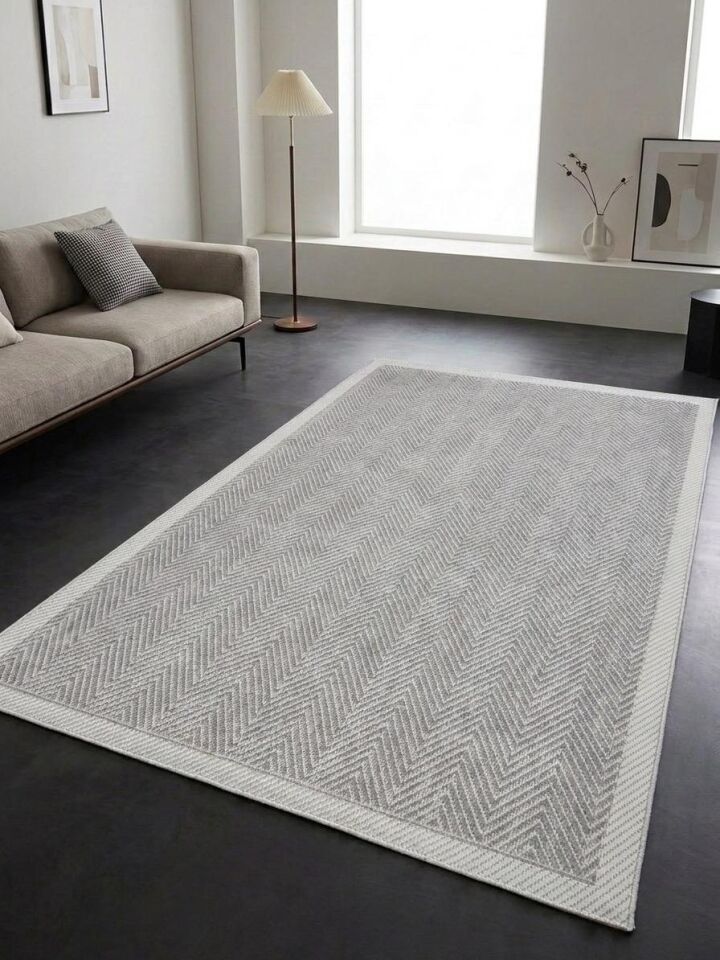 Sisal Jüt Hasır Bordürlü Model Yıkanabilir Dokuma Toz Vermez Halı Gri-Krem - 80 x 150
