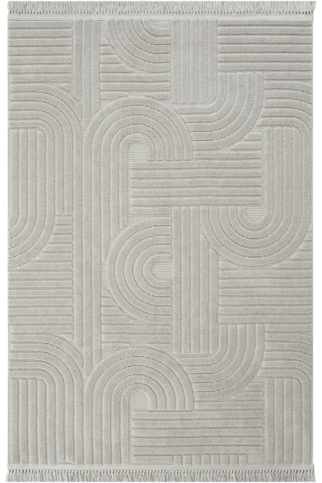 İskandinav Dokuma Bukleli Modern Geometrik Salon Halısı Mutfak Halısı 200 x 290 - GRİ