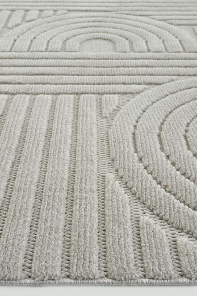 İskandinav Dokuma Bukleli Modern Geometrik Salon Halısı Mutfak Halısı 200 x 290 - GRİ