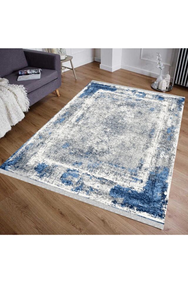 Yıkanabilir Mavi Kilim