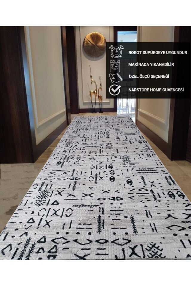 ELİT KABARTMALI KREM BEJ YIKANABİLİR KAYMAZ TABAN KESME YOLLUK HALI Krem - 80 X 550