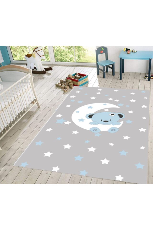 Decoser Mavi Yıldızlı Çocuk Halısı MAVİ - 100 x 200