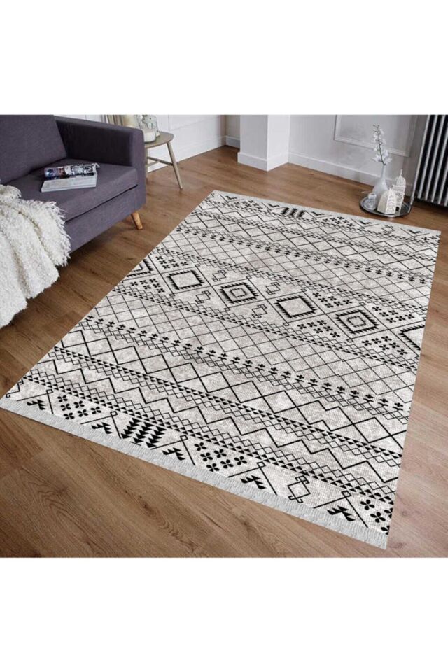 Nova 4088 Iskandinav Kilim Siyah Beyaz Si̇yah - Beyaz - 80 X 300