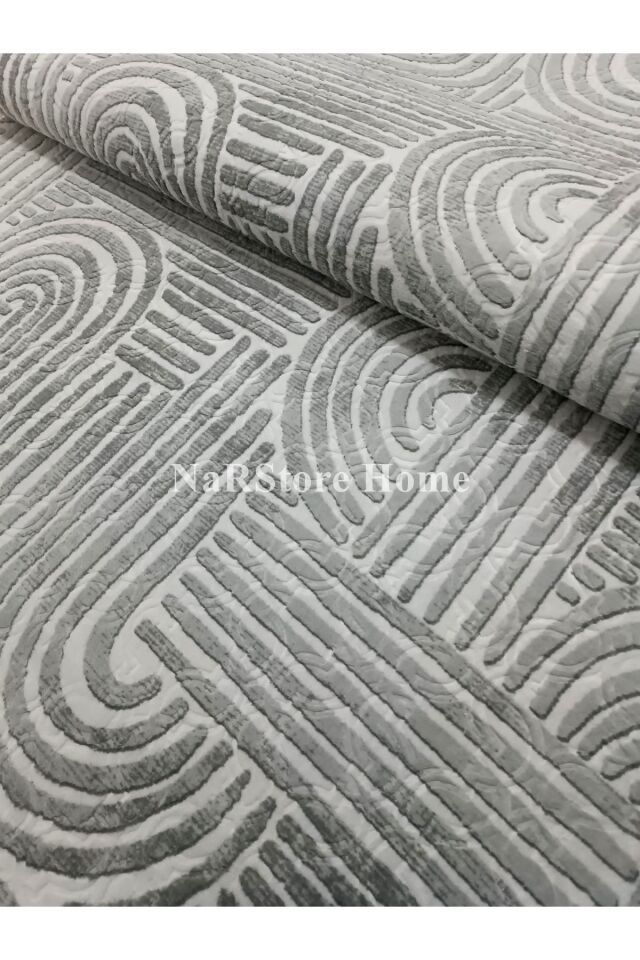 ELİT OSSO GRİ BEYAZ SAÇAKLI KABARTMALI KAYMAZ TABAN YIKANABİLİR KESME YOLLUK HALI 200 x 700 - GRİ