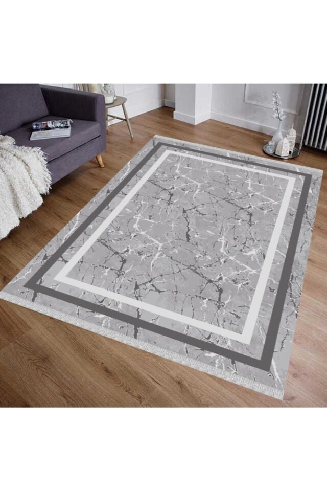 Gri Mermer Desenli Kilim Gri̇ - 120 X 180