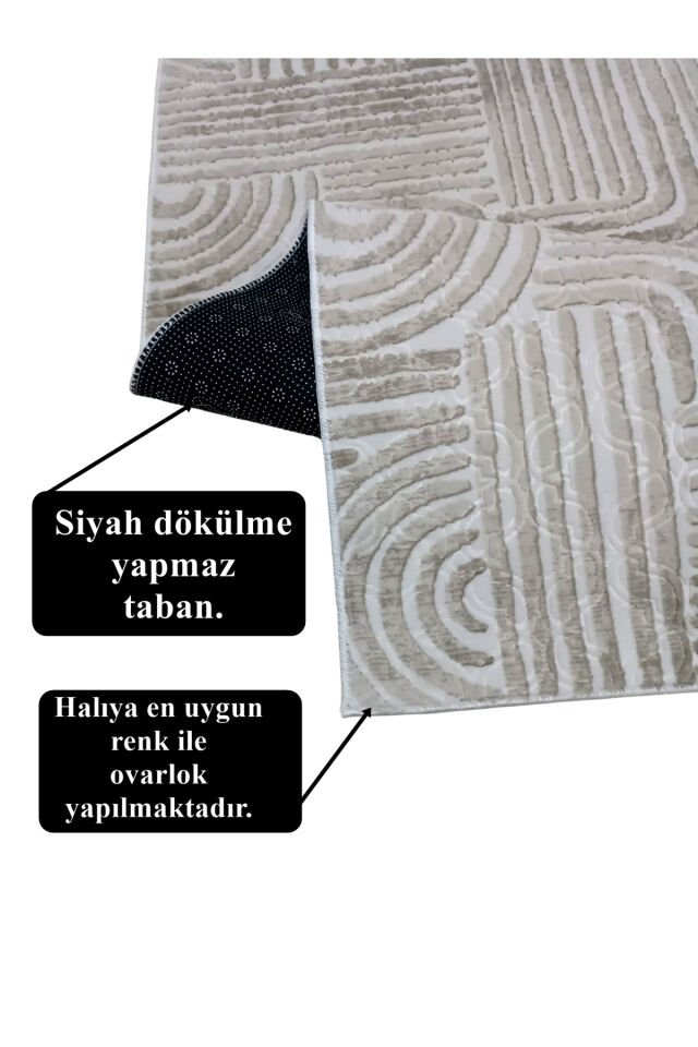 ELİT OSSO KREM VİZON KABARTMALI KAYMAZ TABAN YIKANABİLİR KESME YOLLUK HALI Vi̇zon - 200 X 300