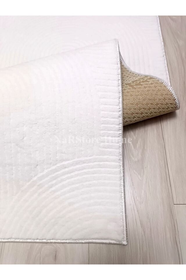 Rölyef Joy Saçaklı Açık Bej Kaymaz Taban Kesme Halı Yolluk Açık Bej - 200 X 300
