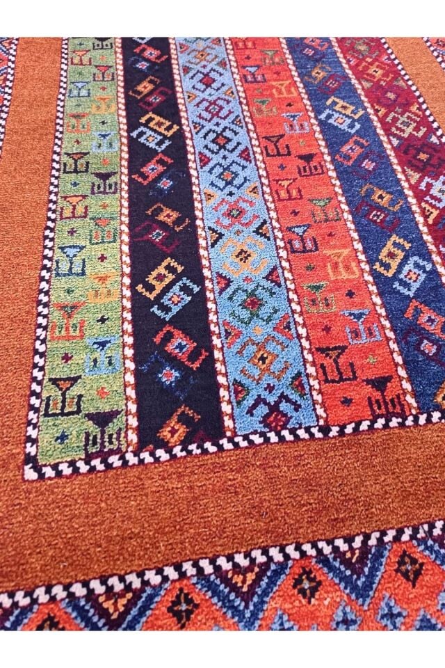 Multi Renkli Etnik Desenli Otantik Yıkanabilir Kilim Renkli̇ - 160 X 230