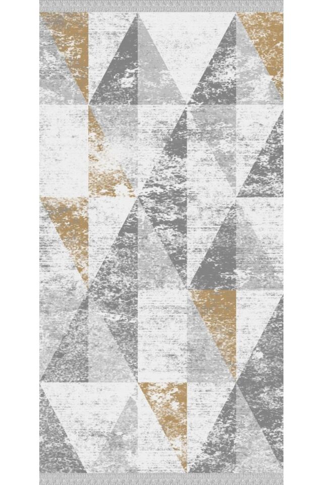 Decoser Nova 4083 Gri Sarı Kaymaz Yıkanabilir Kilim 80 x 150 - GRİ SARI