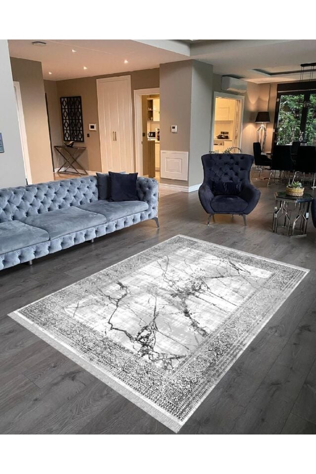 Decoser Nova 6021 Gri Mermer Desen Kaymaz Yıkanabilir Kilim