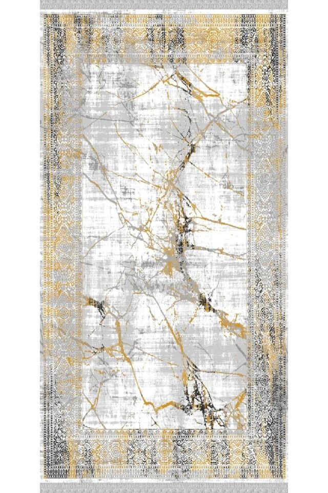 Decoser Nova 6022 Gri Sarı Mermer Desen Kaymaz Yıkanabilir Kilim GRİ SARI - 160 x 230