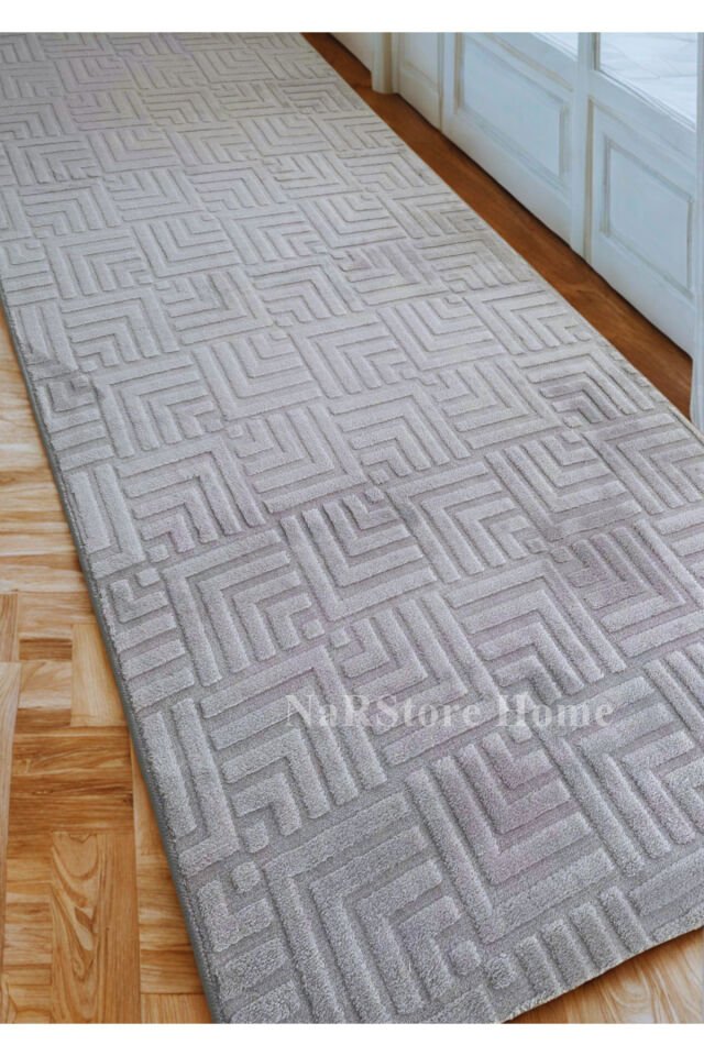 Kaymaz Tabanlı Çeşme Kahverengi Rölyef Bukle Kesme Salon Koridor Mutfak Halısı Yolluk GRİ - 80 x 120