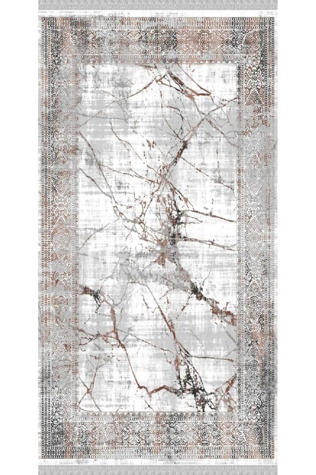 Decoser Nova 6024 Gri Kahve Mermer Desen Kaymaz Yıkanabilir Kilim