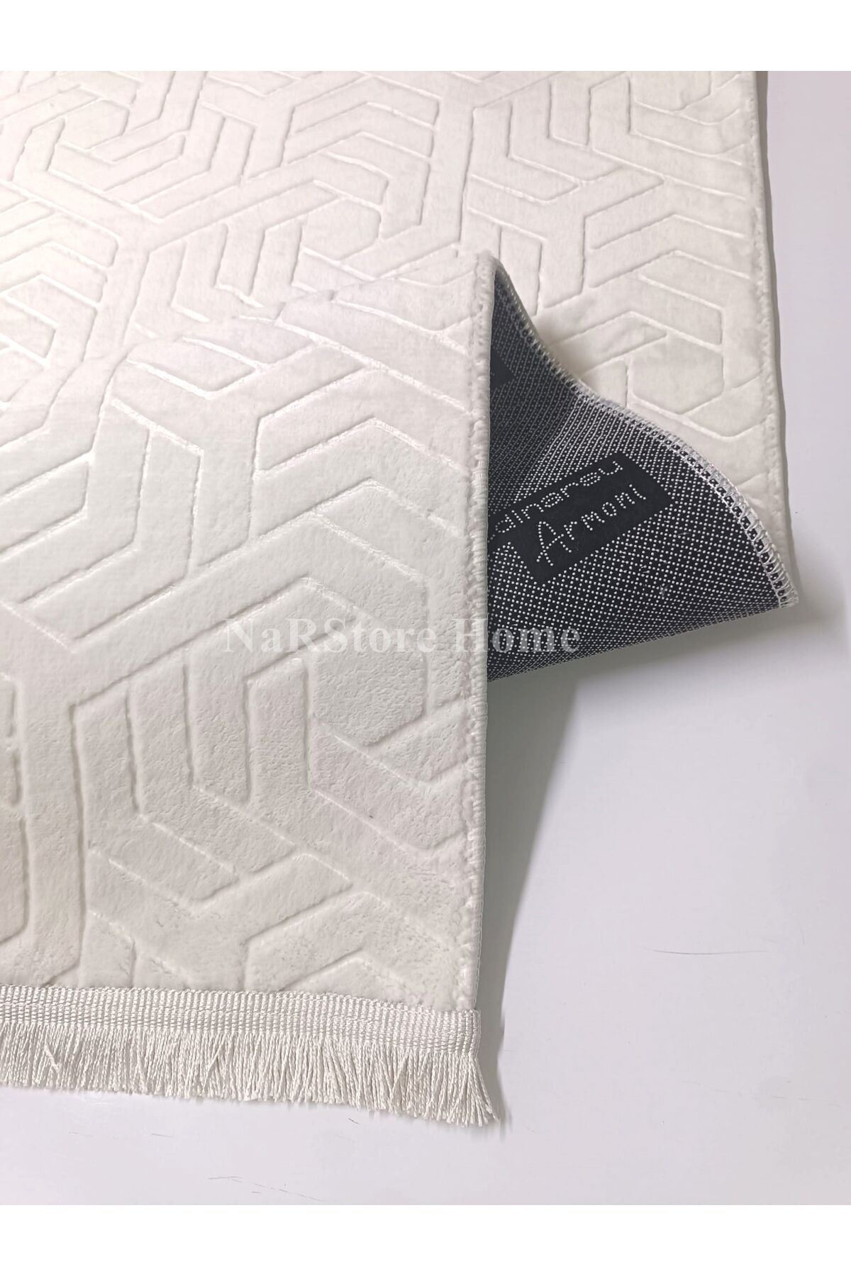 Armoni Saçaklı Kaymaz Tabanlı Kesme Kabartmalı Salon Koridor Mutfak Hali Kahverengi BEJ - 80 x 900