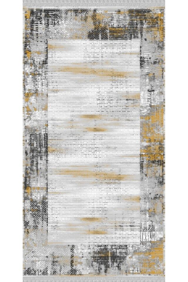 Decoser Nova 6028 Gri Sarı Düz Desen Kaymaz Yıkanabilir Kilim GRİ SARI - 80 x 150