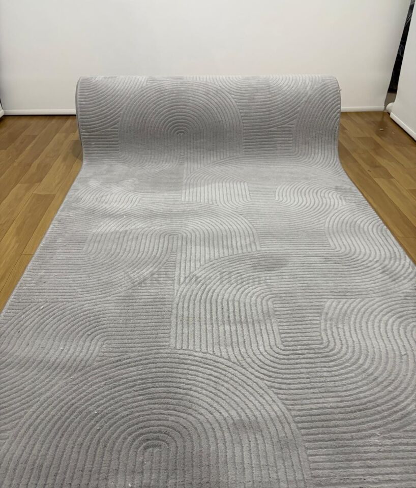 Rölyef Joy Gri Kaymaz Taban Kesme Halı Yolluk