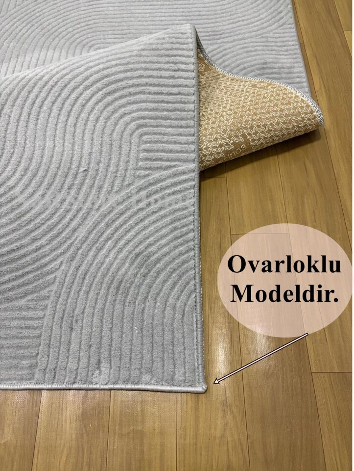 Rölyef Joy Gri Kaymaz Taban Kesme Halı Yolluk 40 x 60 - GRİ