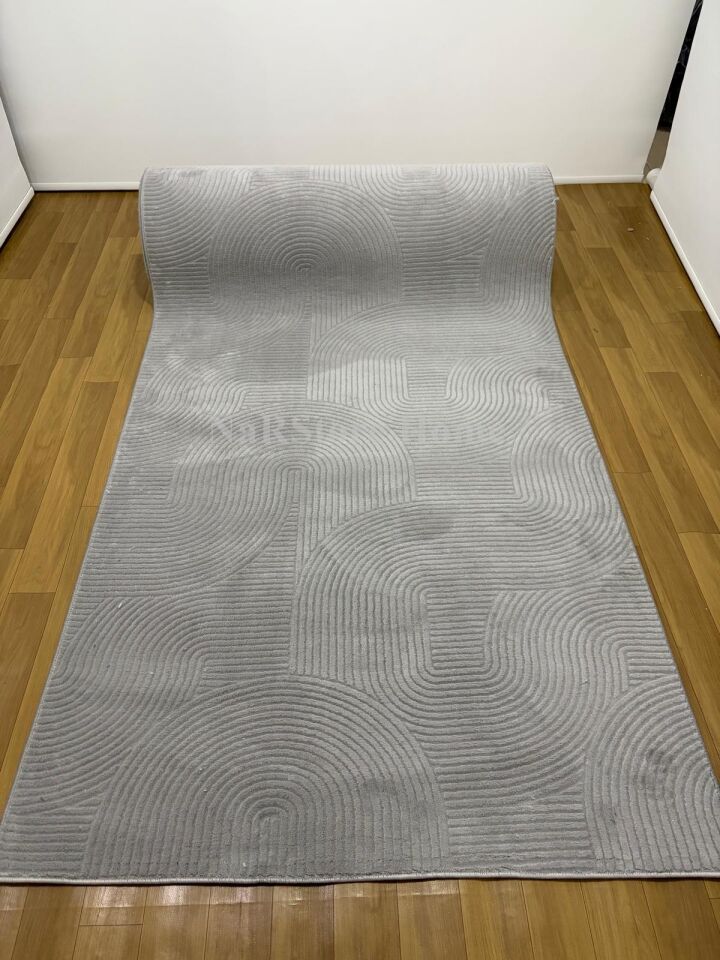 Rölyef Joy Gri Kaymaz Taban Kesme Halı Yolluk 40 x 60 - GRİ