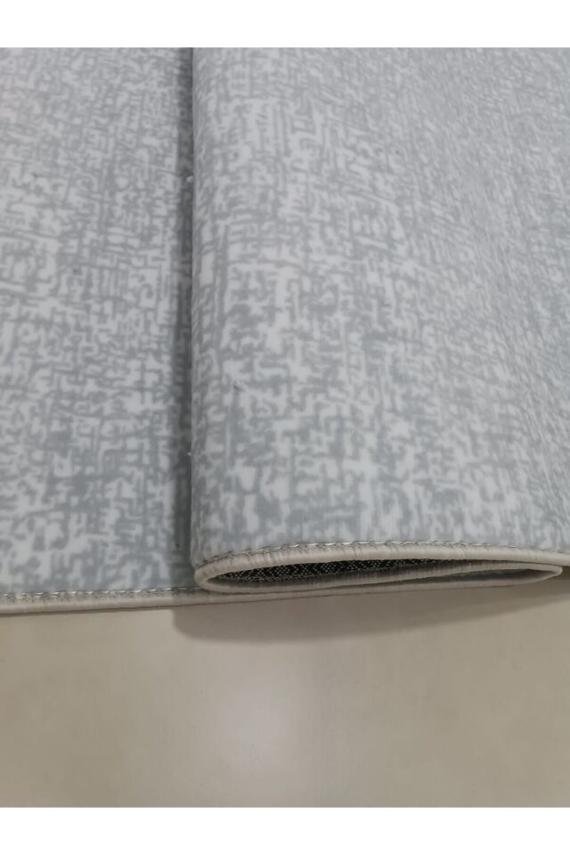 Düz Desen Gri Saçaklı Kaymaz Taban Kesme Yıkanabilir Halı Yolluk Gri - 80 X 200