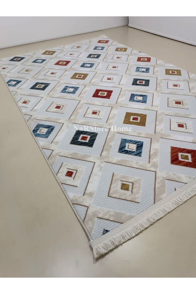 Renkli Multi Saçaklı Kaymaz Tabanlı Kesme Yıkanabilir Hali Yolluk Çok Renkli - 100 x 700