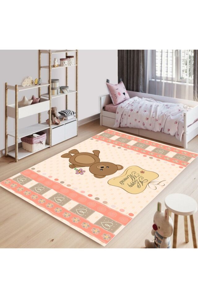 Unisex Çocuk Pembe  Decoser Ayıcıklı Halısı