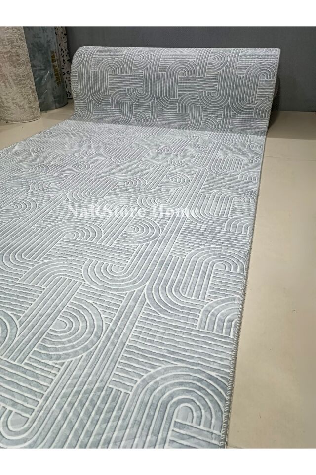KAYMAZ TABAN SMART DİAMOND GRİ KABARTMALI  YIKANABİLİR KESME YOLLUK HALI Gri - 80 X 200