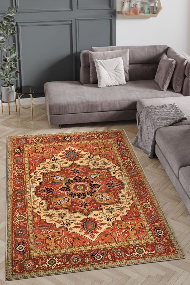 Dekoratif Yıkanabilir,İnce, Kaymaz Tabanlı, Modern Salon Halısı, Mutfak Halısı, Yolluk KCFRHT063 80 x 350