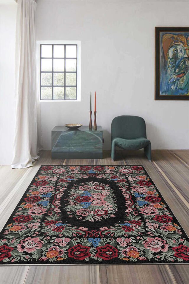 Dekoratif Yıkanabilir,İnce, Kaymaz Tabanlı, Modern Salon Halısı, Mutfak Halısı, Yolluk KCFRHT063 160 x 230 - Çok Renkli
