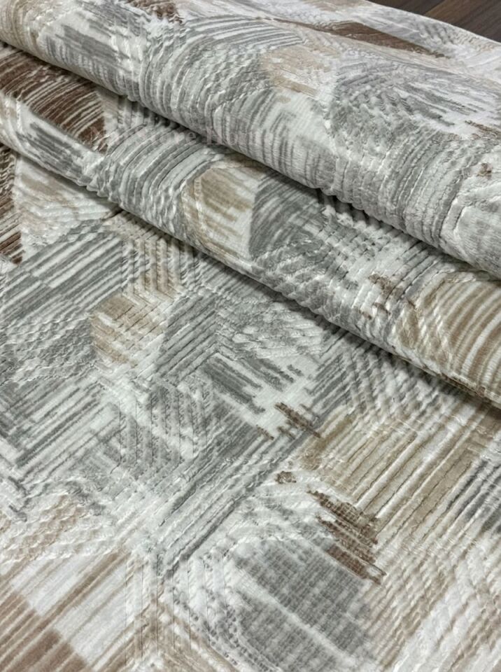 Gri Krem Kahve Kaymaz Taban Yıkanabilir Kesme Yolluk Halı Modern Desen 80 x 250 - GRİ