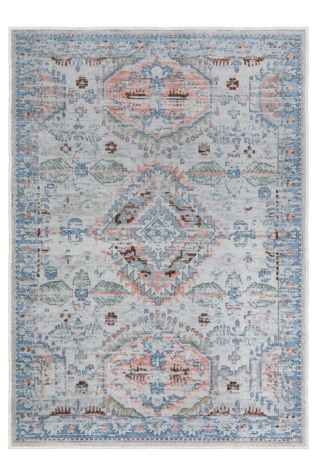 Dekoratif Yıkanabilir,İnce, Kaymaz Tabanlı, Modern Salon Halısı, Mutfak Halısı, Yolluk KCFRHT063 100 x 200 - MAVİ