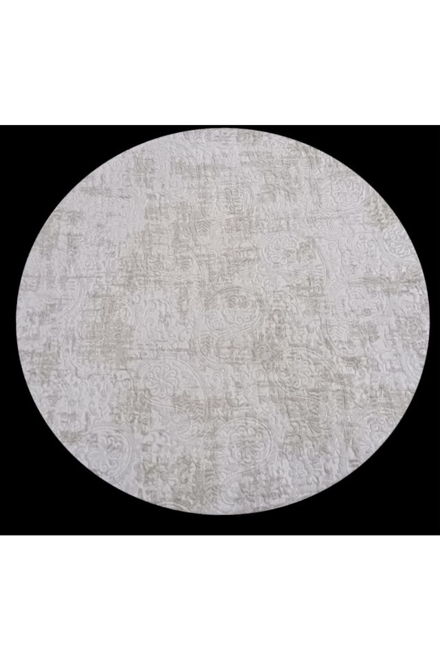 Yuvarlak Nevra Asos Krem Kaymaz Taban Yıkanabilir Yolluk Halı